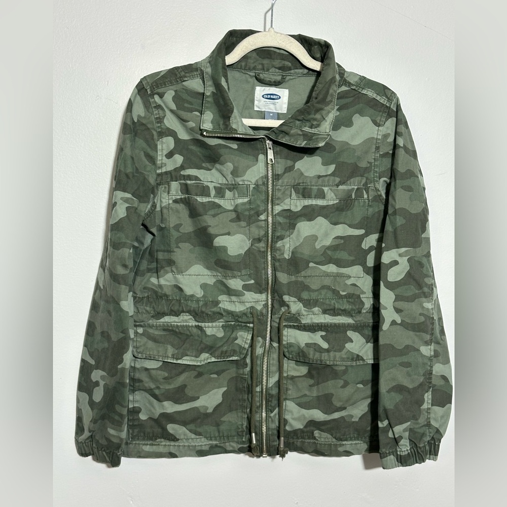 Old Navy Women's M Zip Green Camouflage Drawstring Military Jacket | SKU 0305